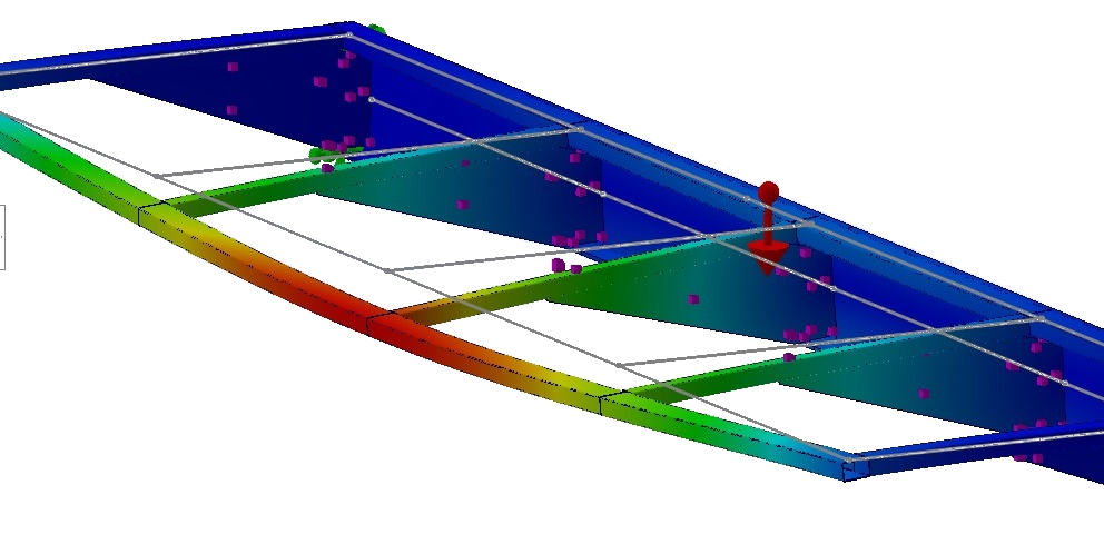 Static displacement field on a chassis frame